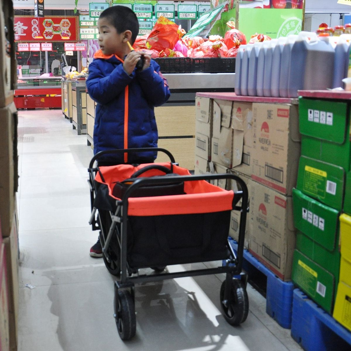 Folding Wagon Garden Shopping Beach Cart black+yellow