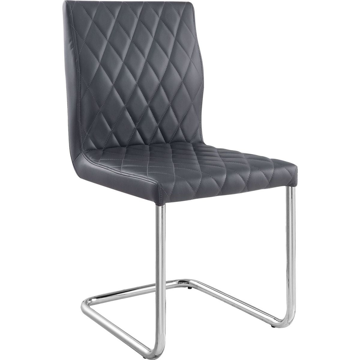 Ansonia Side Chair (Set-2), Gray PU & Chrome