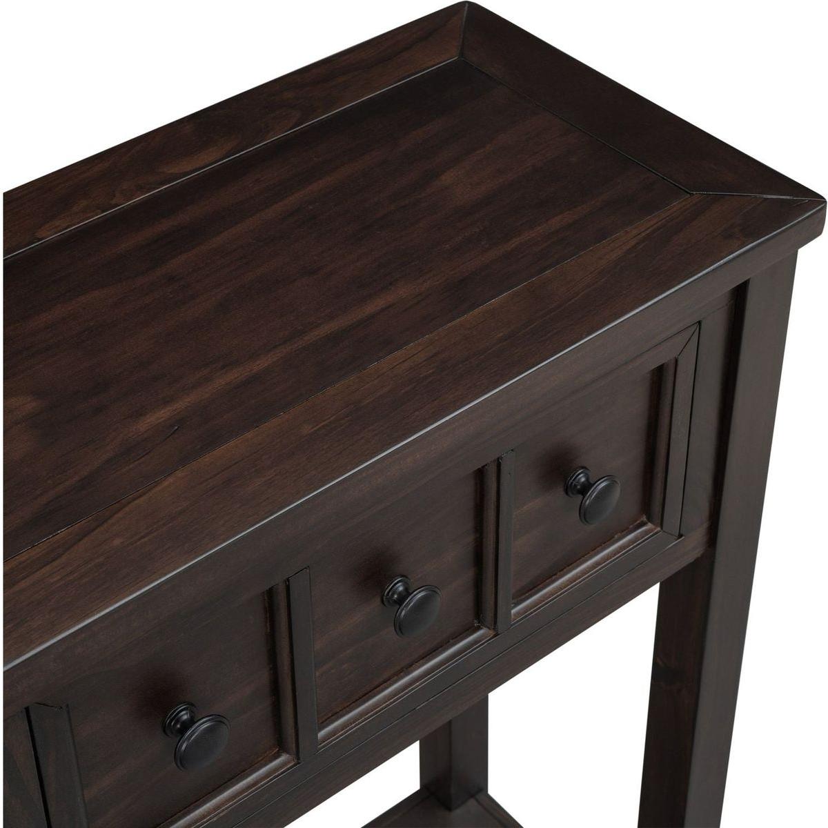 Rustic Entryway Console Table, 60" Long Sofa Table with two Different Size Drawers and Bottom Shelf for Storage (Espresso)