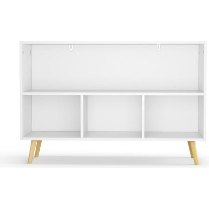 Kids bookcase with Collapsible Fabric Drawers, Children's Book Display, Toy Storage Cabinet Organizer, White/Gray