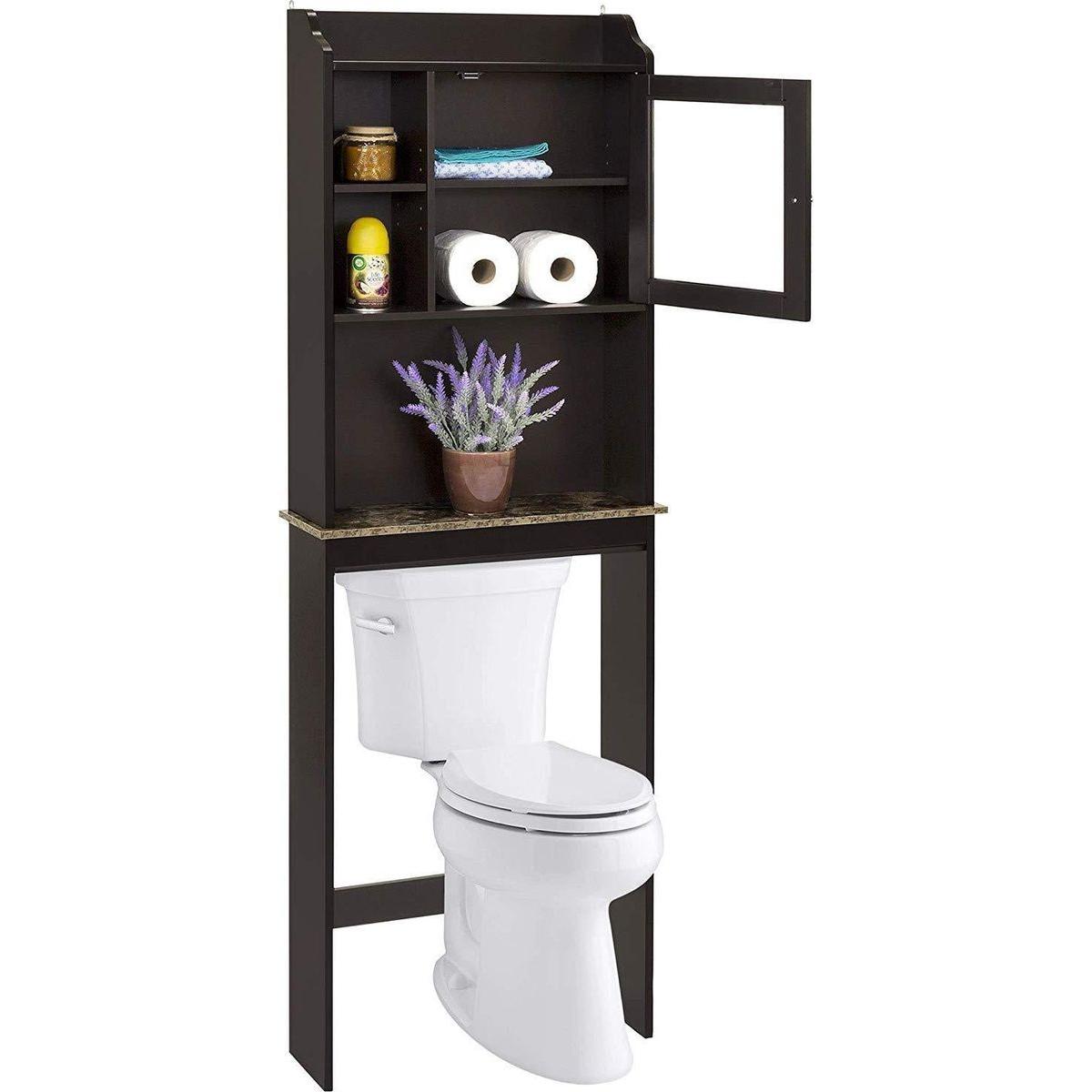 Modern Over The Toilet Space Saver Organization Wood Storage Cabinet for Home, Bathroom - Espresso