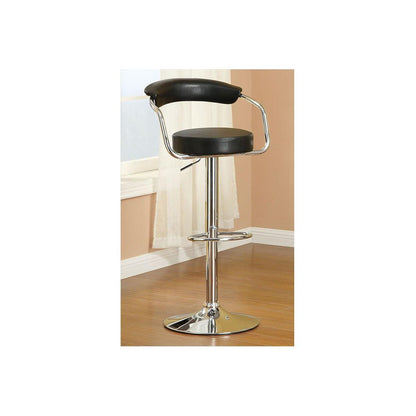 Contemporary Style Black Bar Stool Counter Height Chairs Set of 2 Adjustable Swivel Kitchen Island Stools