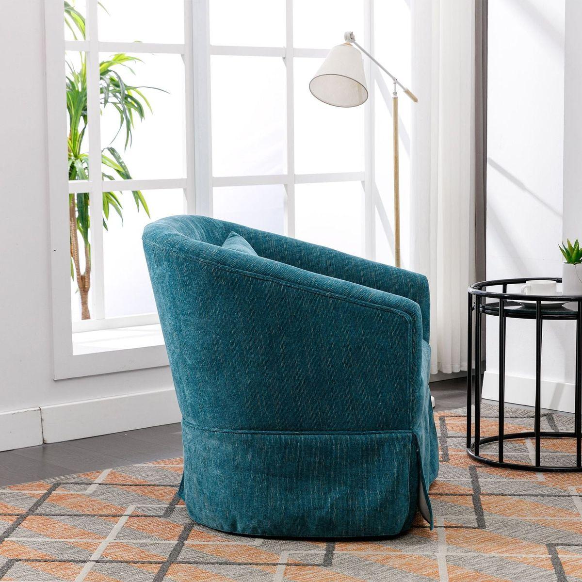 degree Swivel Accent Armchair Linen Blend Green