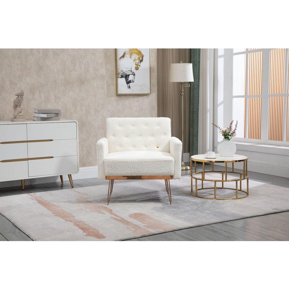 Accent Chair, leisure single sofa with Rose Golden feet