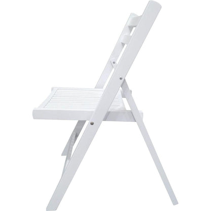 Furniture Slatted Wood Folding Special Event Chair - White, Set of 4, FOLDING CHAIR, FOLDABLE STYLE