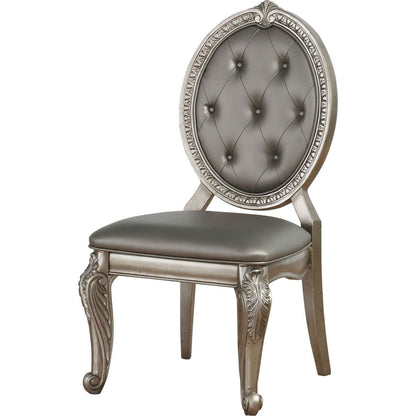 Northville Side Chair (Set-2) in PU & Antique Silver