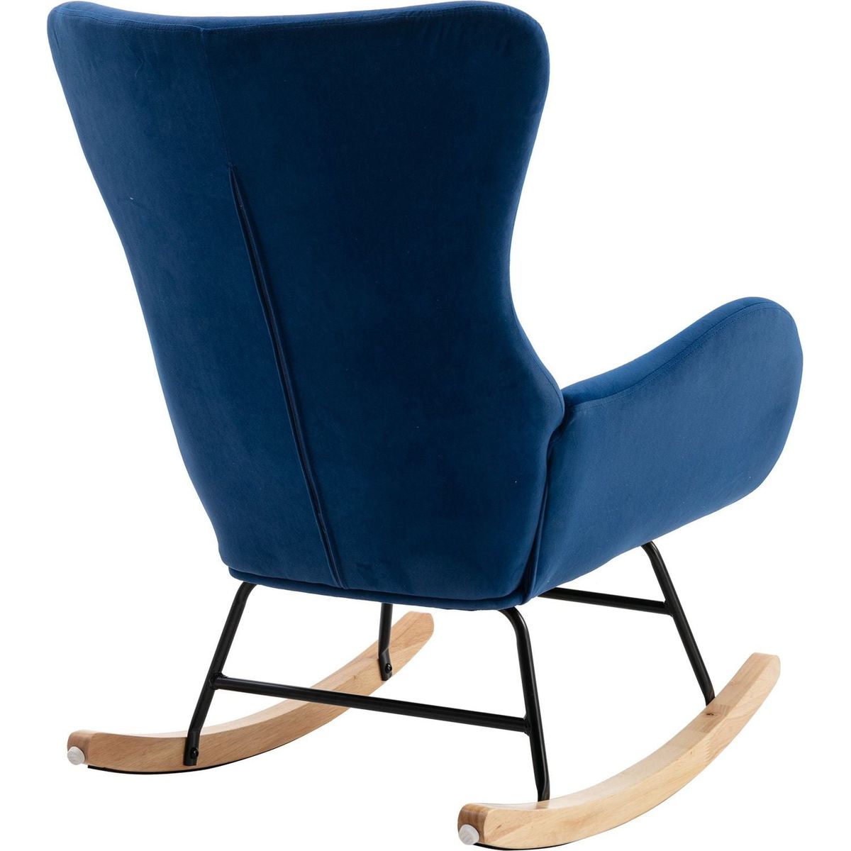 Velvet Fabric Padded Seat Rocking Chair With High Backrest And Armrests