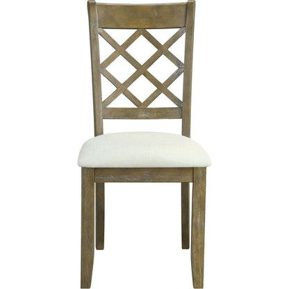 Karsen SIDE CHAIR (SET-2) Beige Linen & Rustic Oak Finish