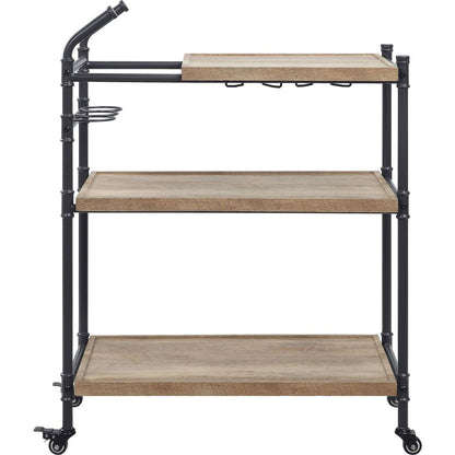 Brantley Serving Cart in Oak & Sandy Black Finish