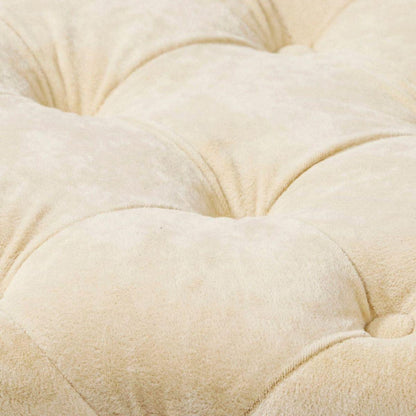 Beige Modern Velvet Upholstered Ottoman, Exquisite Small End Table, Soft Foot Stool, Dressing Makeup Chair, Comfortable Seat for Living Room, Bedroom, Entrance