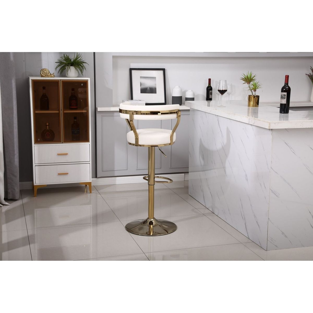 Bar Stools with Back and Footrest Counter Height Dining Chairs (1PCS/CTN)