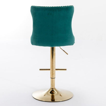 Golden Swivel Velvet Barstools Adjusatble Seat Height from 25-33 Inch, Modern Upholstered Bar Stools with Backs Comfortable Tufted for Home Pub and Kitchen IslandGreen, Set of 2)