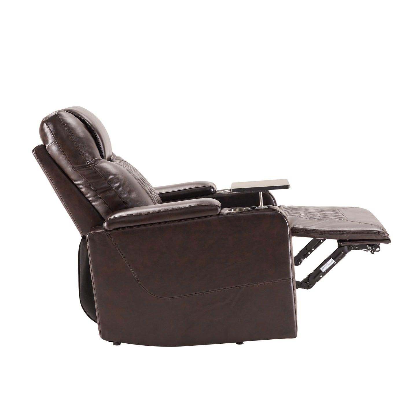 Power Motion Recliner with USB Charging Port and Hidden Arm Storage 2 Convenient Cup Holders Design and 360 degree Swivel Tray Table, Brown