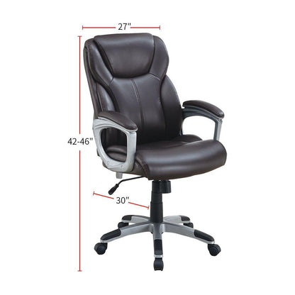 Adjustable Height Office Chair with PU Leather, Brown