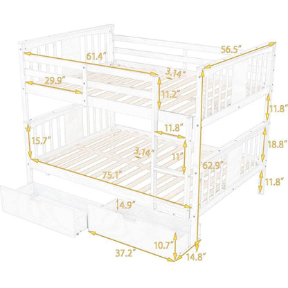 Full over Full Bunk Bed with Drawers and Ladder for Bedroom, Guest Room Furniture-Espresso