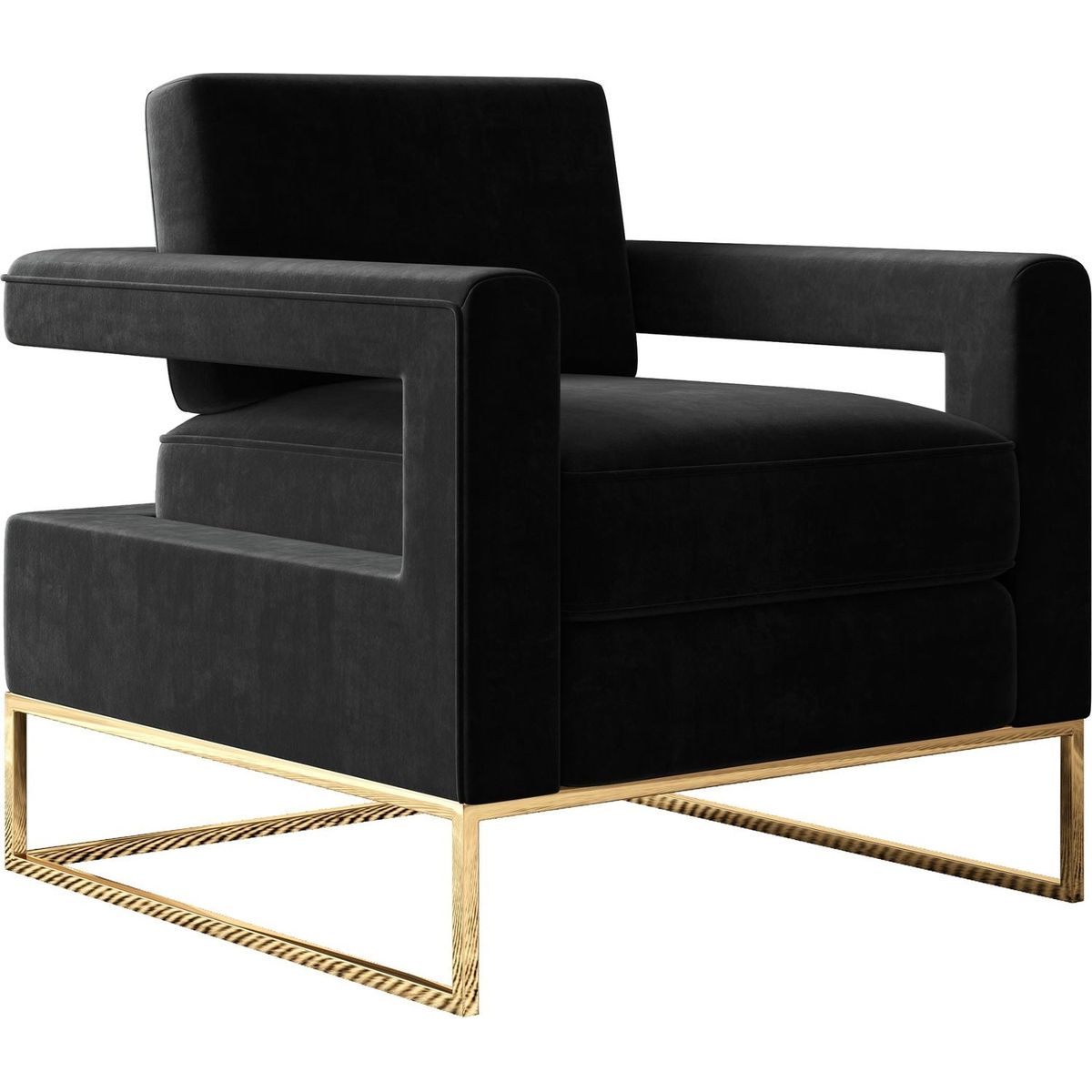 Modern Velvet Accent Chair, Elegant Armchair with Stainless Steel Base