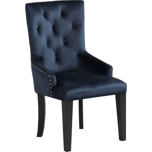 Varian II Side Chair (1 Pc) in Black Velvet & BLACK & Sliver FINISH