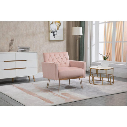 Accent Chair, leisure single sofa with Rose Golden feet