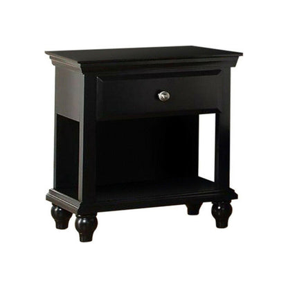 Lyndon Nightstand With One Drawer And Shelf In Black Finish