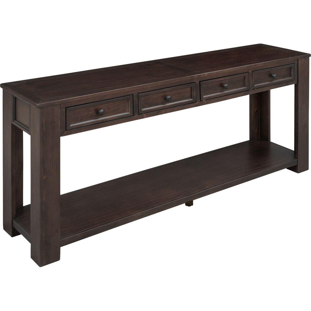 Console Table/Sofa Table with Storage Drawers and Bottom Shelf for Entryway Hallway (Espresso) - Streamdale Furniture