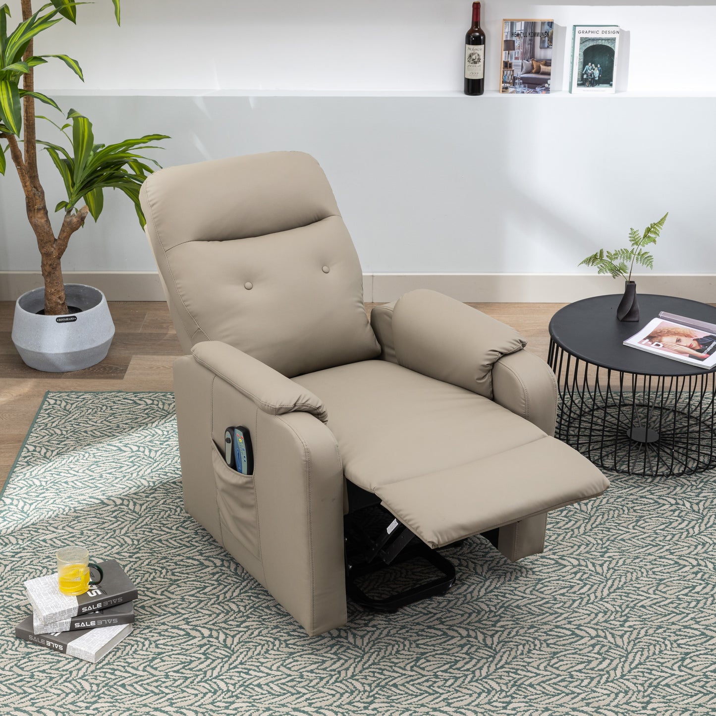 Massage Recliner Chair Electric Power Lift Chairs with Side Pocket, Adjustable Massage and Heating Function for Adults and Seniors, Olive Grey