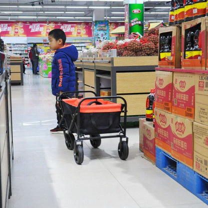 Folding Wagon Garden Shopping Beach Cart black+yellow