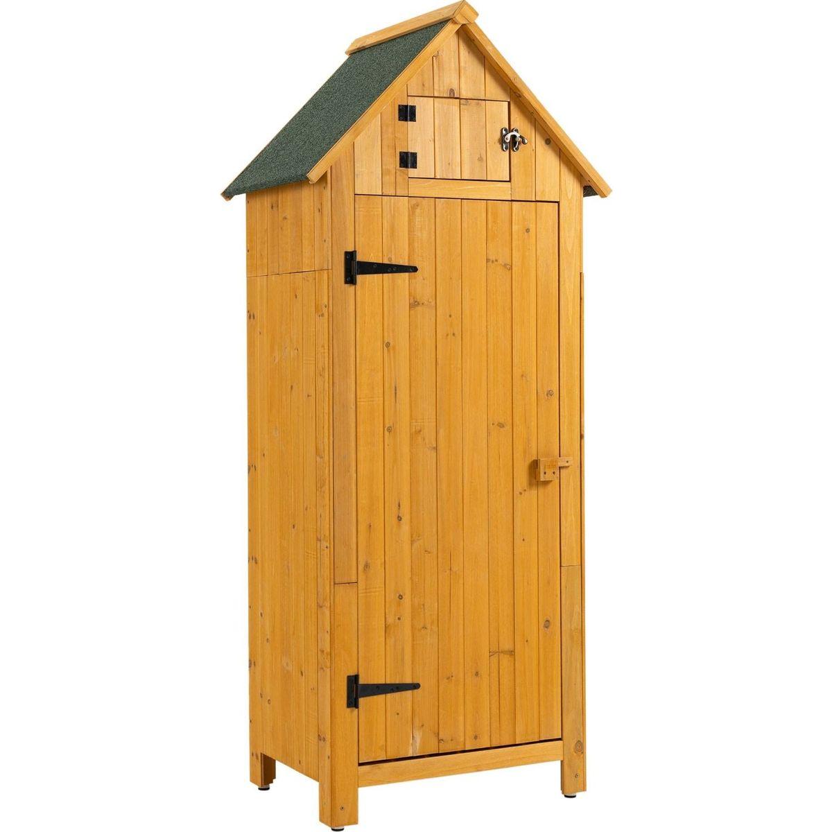 30.3" L X 21.3" W X 70.5" H Outdoor Storage Cabinet Tool Shed Wooden Garden Shed Natural