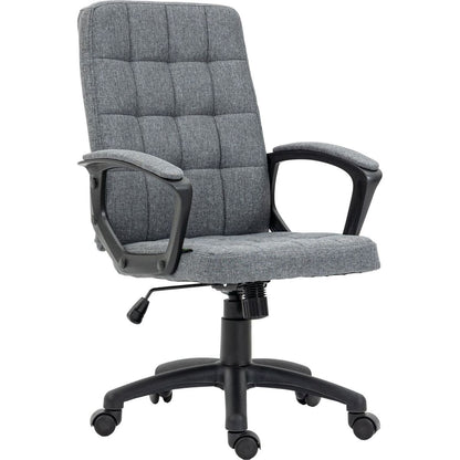 Vinsetto Fabric Office Chair, Computer Desk Chair, Swivel Task Chair with Arms, Adjustable Height, Swivel Wheels, Mid Back, Charcoal Gray