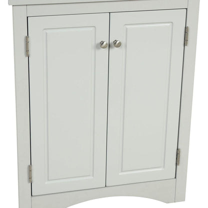 Grey Triangle Bathroom Storage Cabinet with Adjustable Shelves, Freestanding Floor Cabinet for Home Kitchen