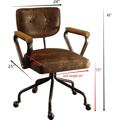 Hallie Office Chair in Vintage Whiskey Top Grain Leather