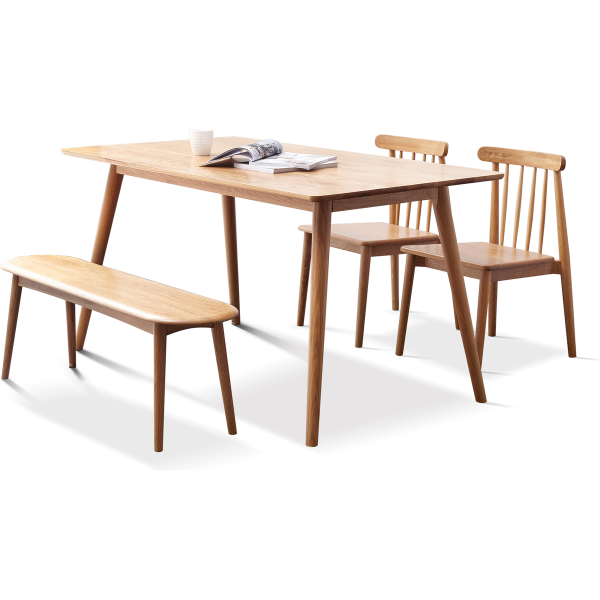 Natural Oak Wood for Dining Bench Table Bench for Living Room