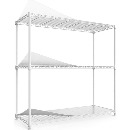 3 Tier Wire Shelving Unit, 1050 LBS NSF Height Adjustable Metal Garage Storage Shelves, Heavy Duty Storage Wire Rack Metal Shelves - White