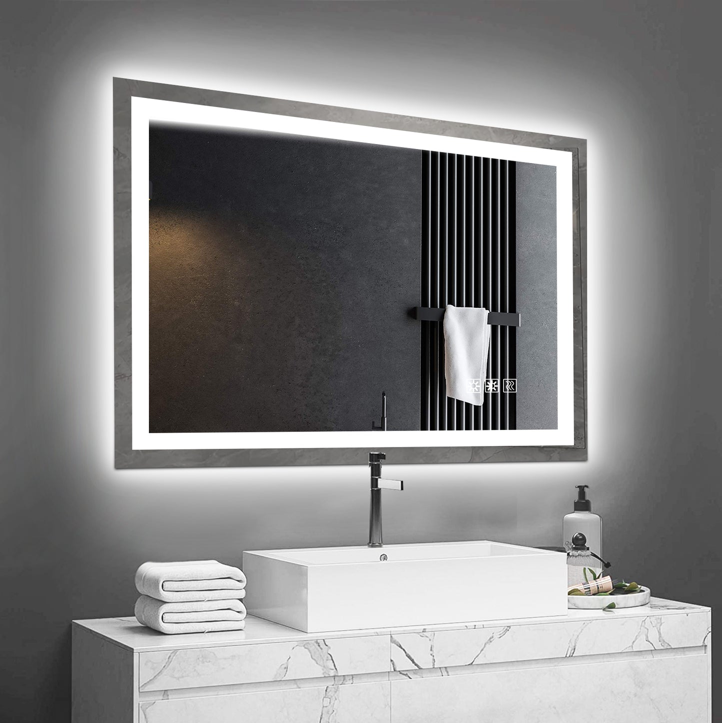 LED Bathroom Mirror 48x 36 Inch with lights, anti-Fog & Dimming Led Bathroom Vanity Mirror