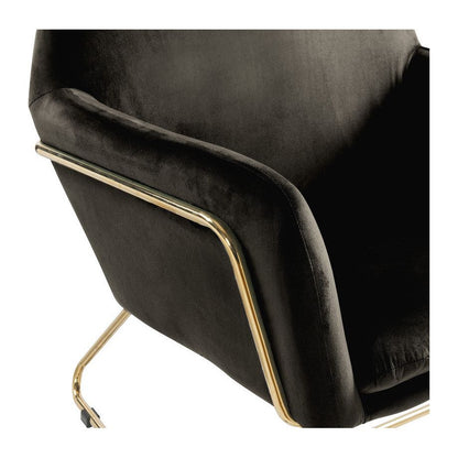 Keira Black Velvet Accent Chair with Metal Base