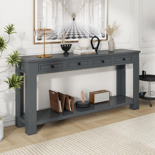 Console Table/Sofa Table with Storage Drawers and Bottom Shelf for Entryway Hallway