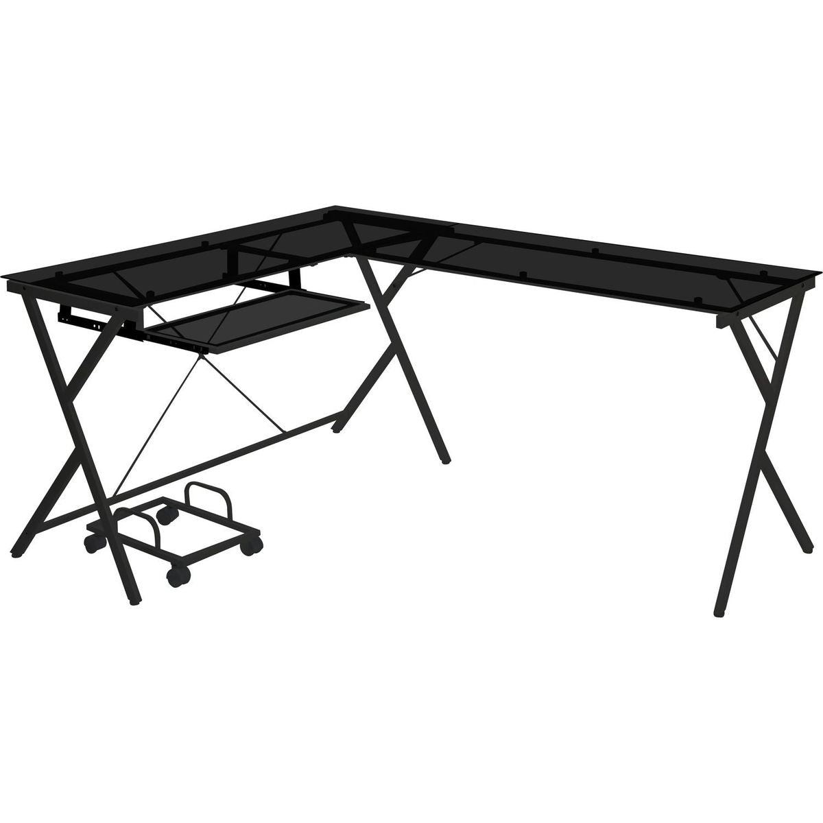 Dazenus Computer Desk in Black Glass & Black Finish