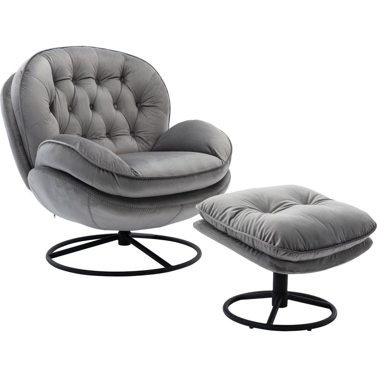 Accent chair TV Chair Living room Chair Grey with ottoman