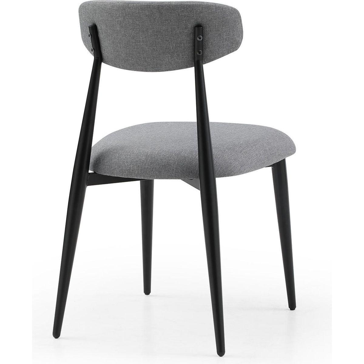 Modern Dining Chairs Set of 2, Curved Backrest Round Upholstered and Metal Frame, Grey