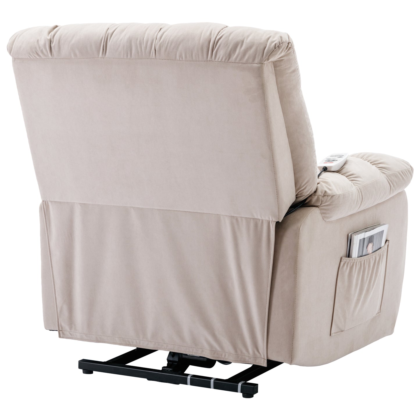 Massage Recliner Chair Electric Power Lift Recliner Chairs with Heat, Vibration, Side Pocket for Living Room Bedroom, Beige