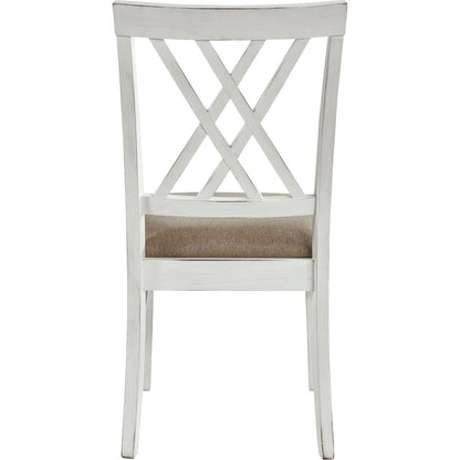 Modern Style White and Oak Finish Side Chairs 2pc Set Fabric Upholstered Seat Charming Traditional Dining Kitchen Furniture