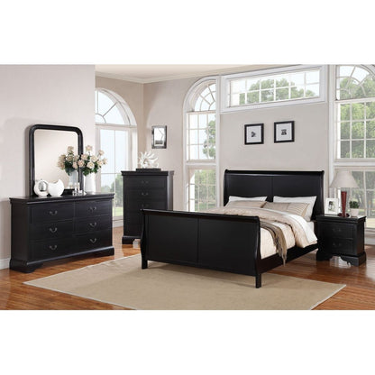 Contemporary Bedroom Furniture Nightstand Black Color 2 x Drawers Bed Side Table Pine wood