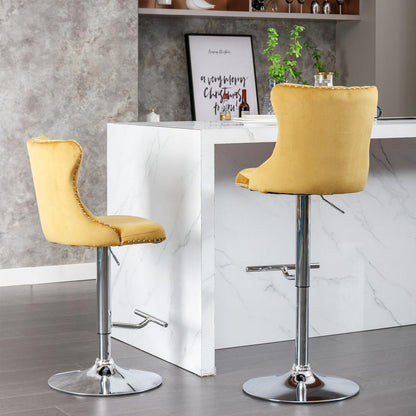 Swivel Velvet Barstools Adjustable Seat Height from 25-33 Inch - Streamdale Furniture