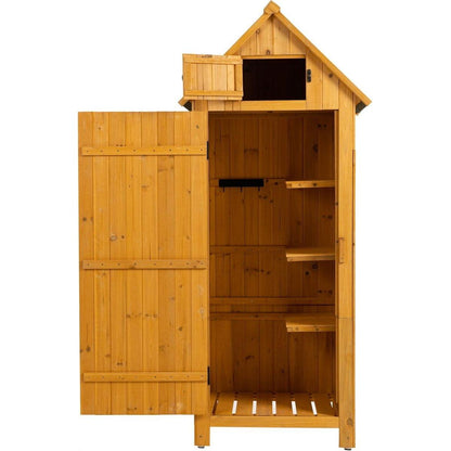 30.3" L X 21.3" W X 70.5" H Outdoor Storage Cabinet Tool Shed Wooden Garden Shed Natural