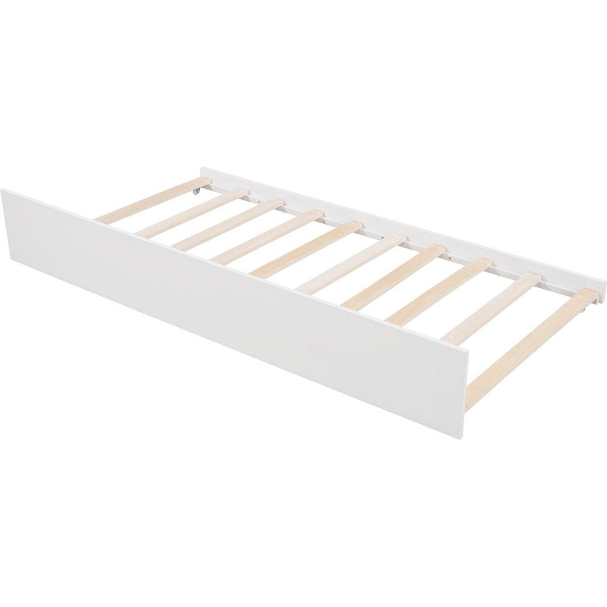 Twin Size House Bed Wood Bed with Twin Size Trundle (White)