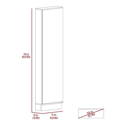 Cassidy Rectangle Tall Shoe Cabinet with Mirror White