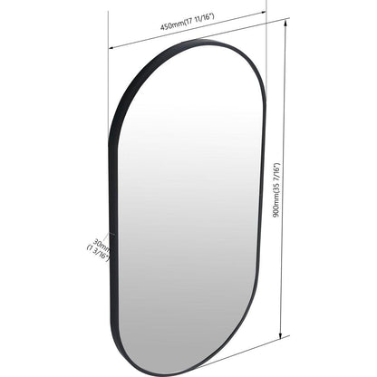 18 x 35 Inch Bathroom Mirror Black Aluminum Frame