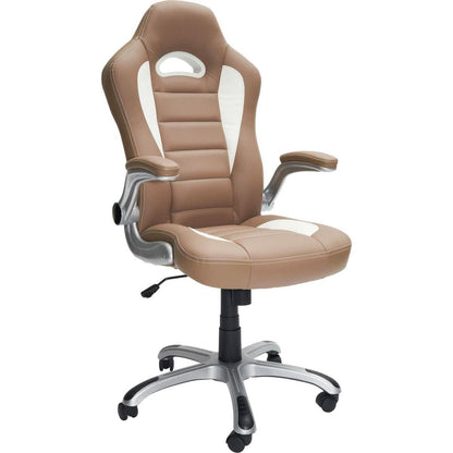 High Back Executive Sport Race Office Chair with Flip-Up Arms, Camel