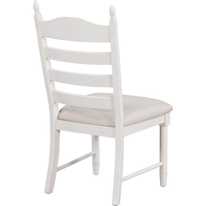 5-Piece Retro Functional Dining Table Set Wood Round Extendable Dining Table and 4 Upholstered Dining Chairs (Antique White) - Streamdale Furniture