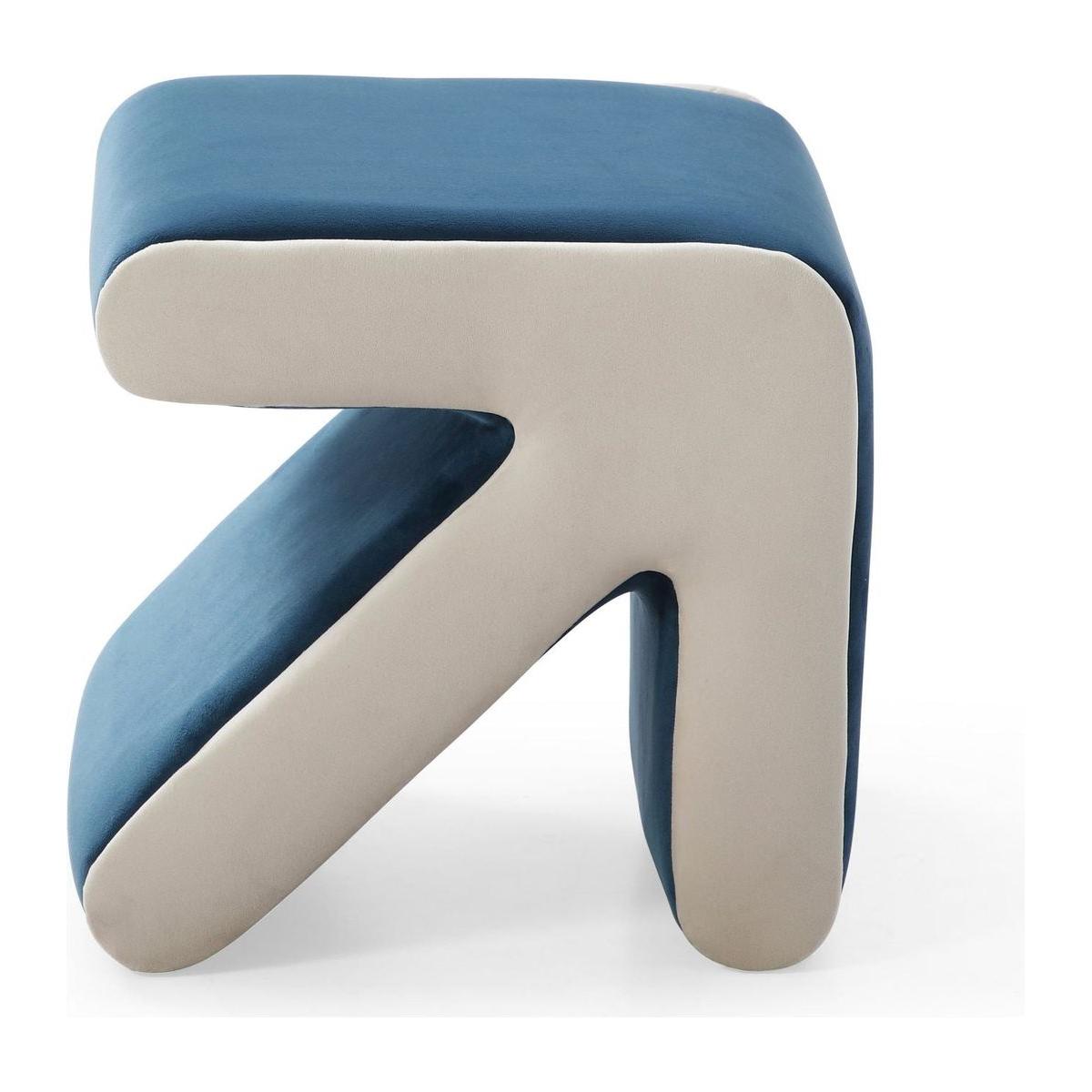 Modern Creative Upholstered Velvet Sofa Stool Kids Stool Shoe Bench Footrest Footstool Multifaceted Stool Ottoman Coffee Table Arrow Design Handicraft Decoration for Living Room Bedroom, Blue+Beige