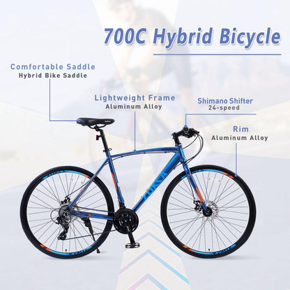 27 Speed Hybrid bike Disc Brake 700C Road Bike For men women's City Bicycle